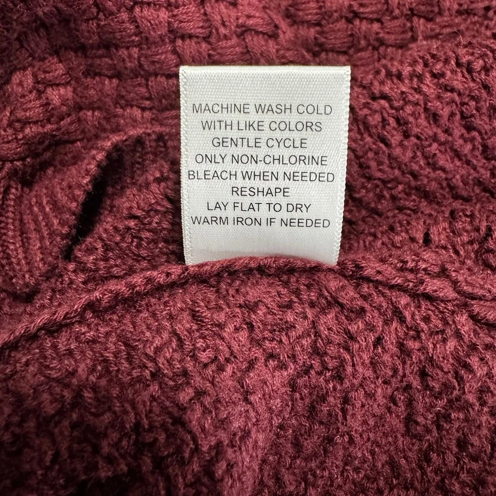 Lety & Me‎ Burgundy Basketweave Knit Sweater with Elbow Patches Womens Medium
